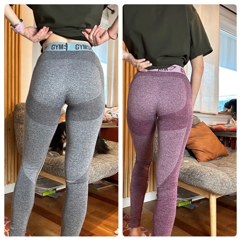 Two Gymshark Flex Mid Rise Leggings Seamless Leggings With Elastic Waist band